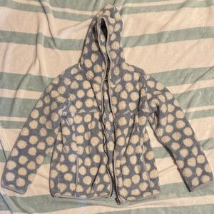 Hanna Andersson Blue and White Marshmallow Fleece Zip Up Hoodie